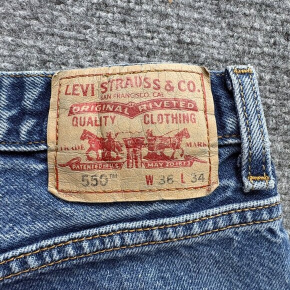 Levis 550 Jeans Mens 36x24 Blue Relaxed Fit Baggy Distressed Paint Splatter - Picture 3 of 16